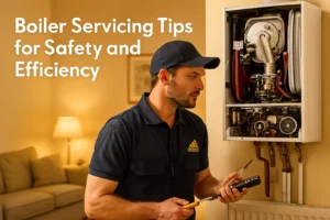 Gas Safe engineer servicing a home boiler for safety and efficiency