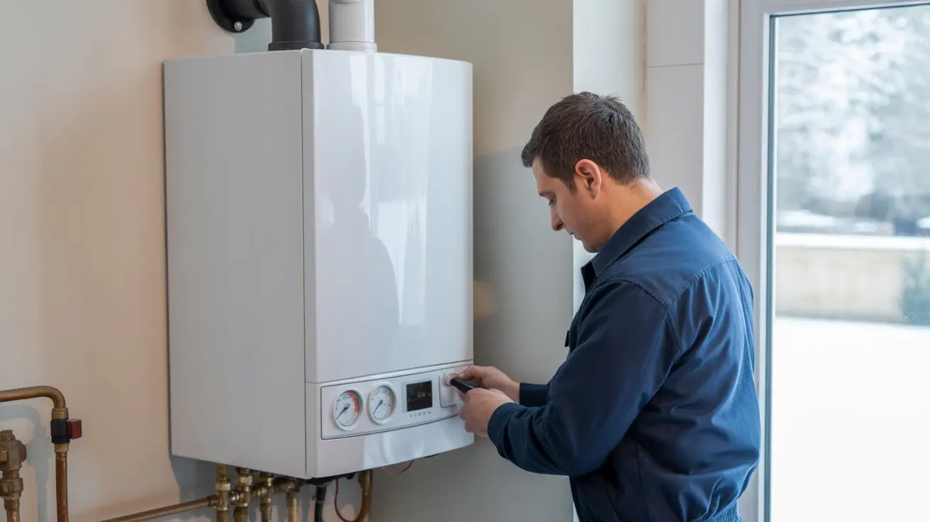 Engineer checking a home boiler to prevent winter breakdowns.