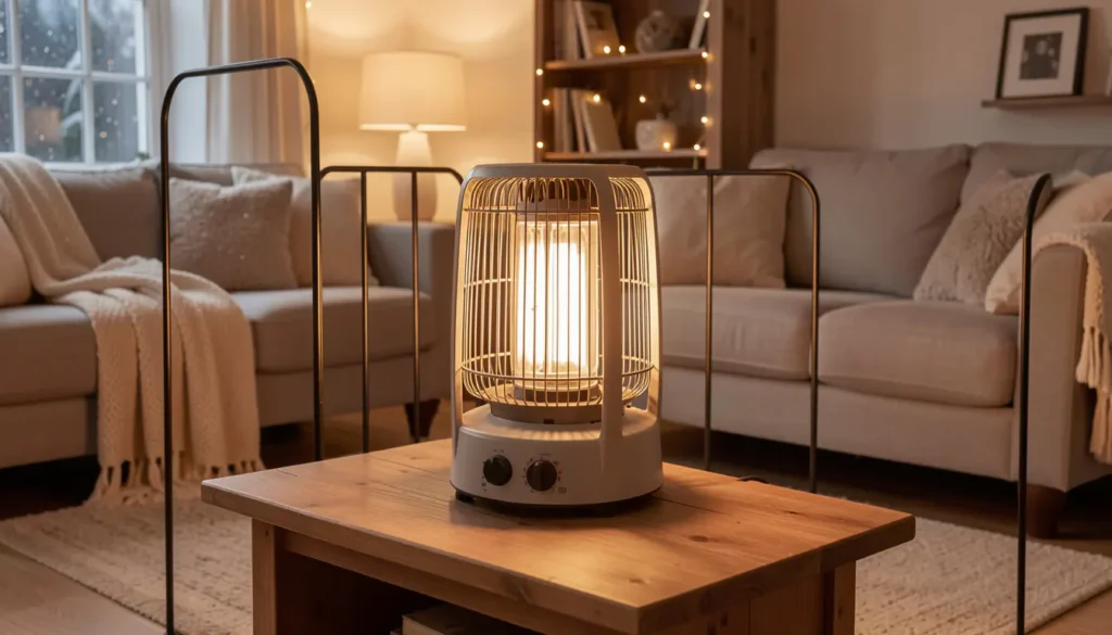 Safe use of a portable gas heater in a winter home setting