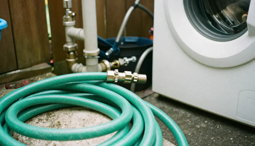 Homeowner performing seasonal plumbing maintenance at a UK home