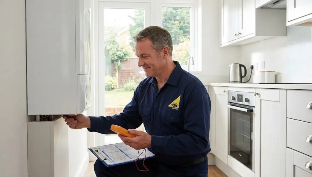 Gas Safe engineer inspecting a boiler in a Stoke-on-Trent home