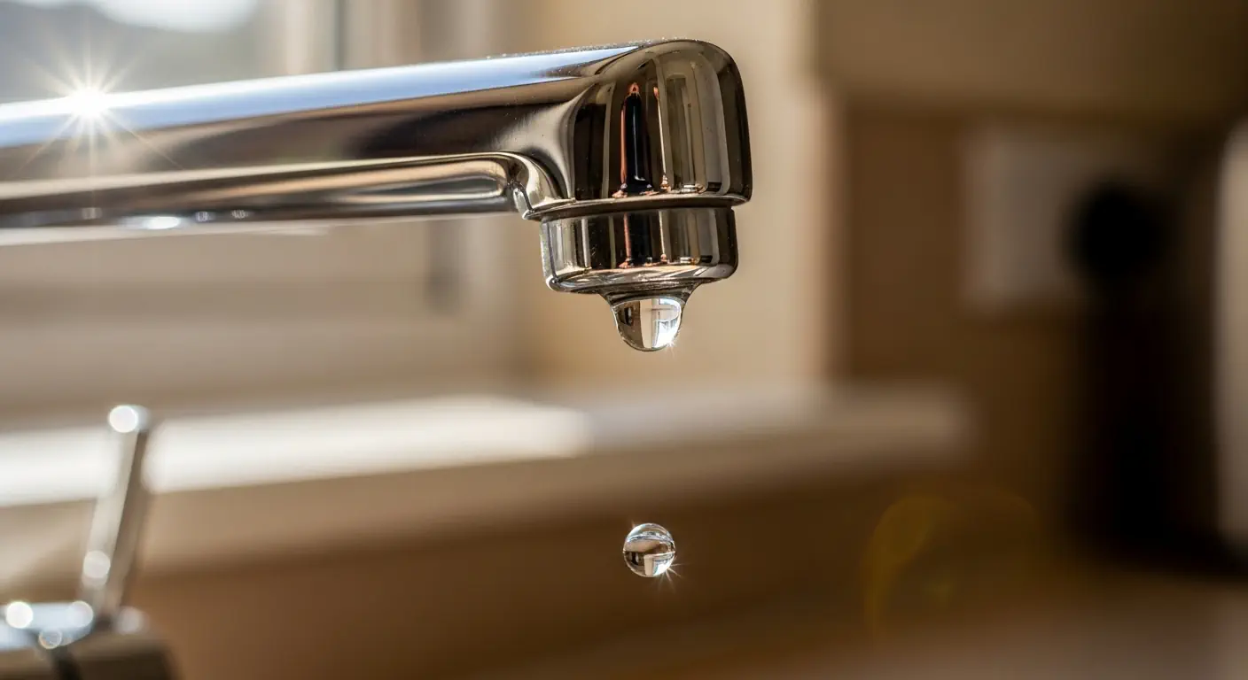 Dripping kitchen tap wasting water in a UK home