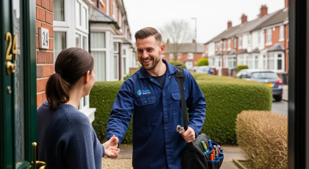 Local gas engineer arriving at a home for fast and reliable boiler service