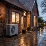 Home in cold Uttoxeter weather with visible boiler system and warm indoor lighting